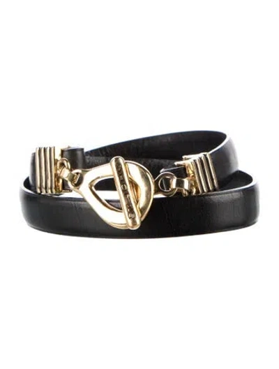 Pre-owned St John Skinny Leather Belt In Black