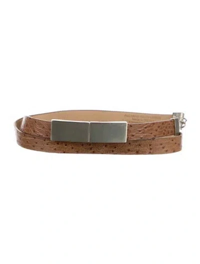 Pre-owned St John Skinny Leather Belt In Brown