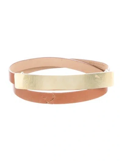 Pre-owned St John Skinny Leather Belt In Brown