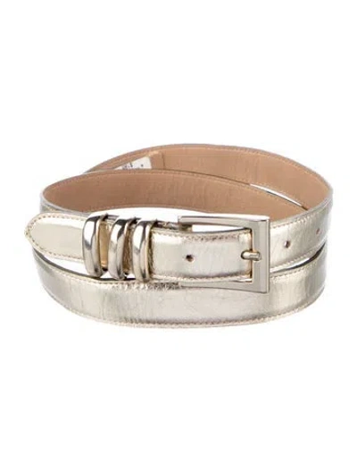 Pre-owned St John Skinny Leather Belt In Gold