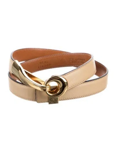Pre-owned St John Skinny Leather Belt In Neutrals