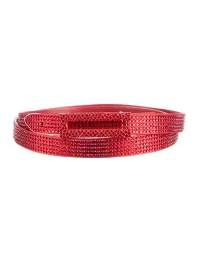 Pre-owned St John Skinny Leather Belt In Red