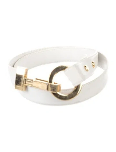 Pre-owned St John Skinny Leather Belt In White
