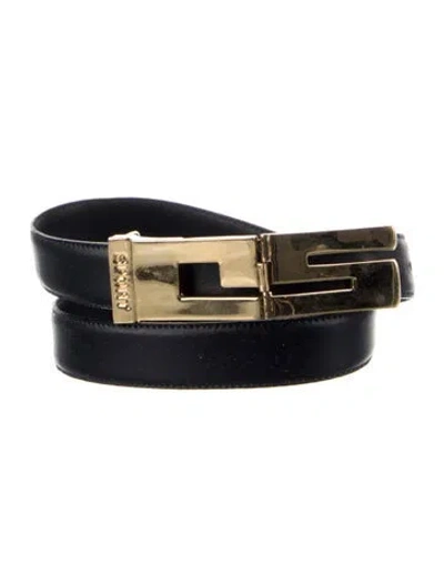 Pre-owned St John Skinny Leather Waist Belt In Black