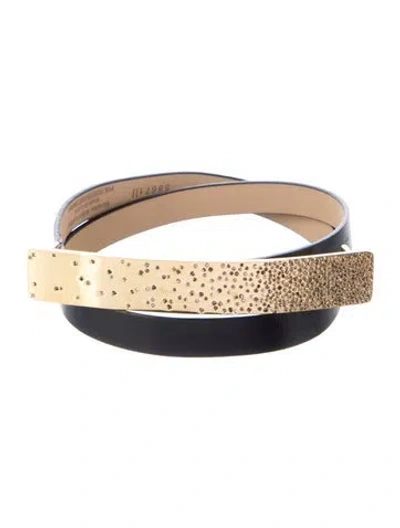 Pre-owned St John Skinny Leather Waist Belt In Black
