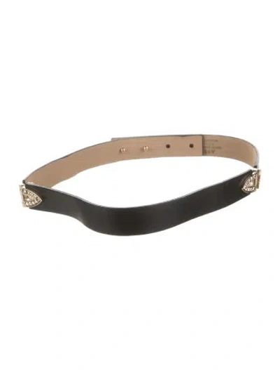 Pre-owned St John Skinny Leather Waist Belt In Black