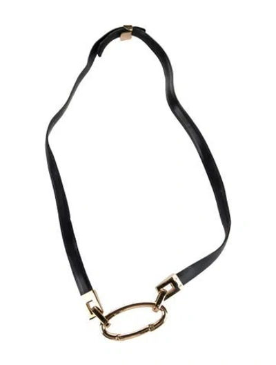 Pre-owned St John Skinny Leather Waist Belt In Blue