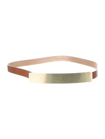 Pre-owned St John Skinny Leather Waist Belt In Brown