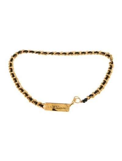 Pre-owned St John Skinny Metal Chain-link Belt In Black/gold