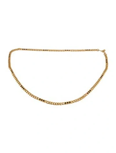 Pre-owned St John Skinny Metal Chain-link Belt In Black/gold