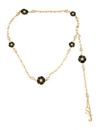 Pre-owned St John Skinny Metal Chain-link Belt In Gold