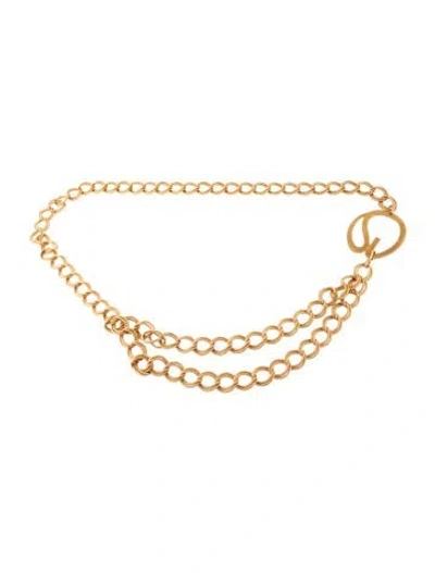 Pre-owned St John Skinny Metal Chain-link Belt In Gold
