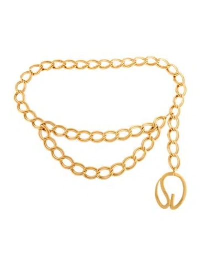 Pre-owned St John Skinny Metal Chain-link Belt In Gold