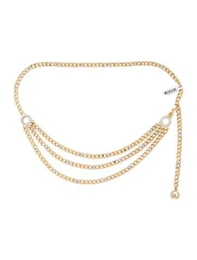 Pre-owned St John Skinny Metal Chain-link Belt In Gold