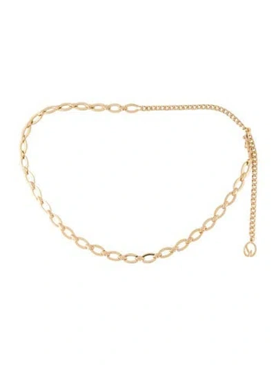 Pre-owned St John Skinny Metal Chain-link Belt In Gold