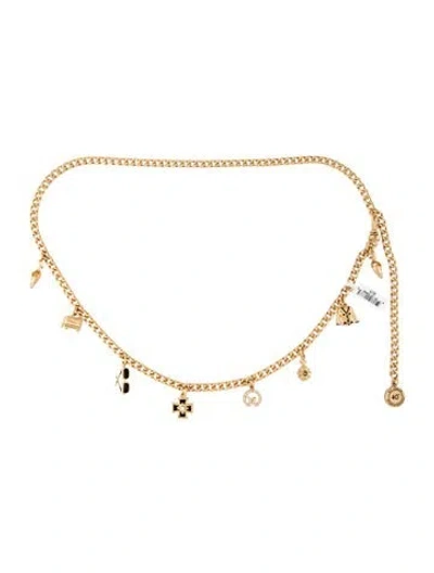 Pre-owned St John Skinny Metal Chain-link Belt In Gold/metallic