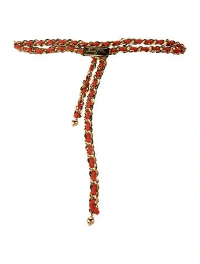 Pre-owned St John Skinny Metal Chain-link Belt In Orange