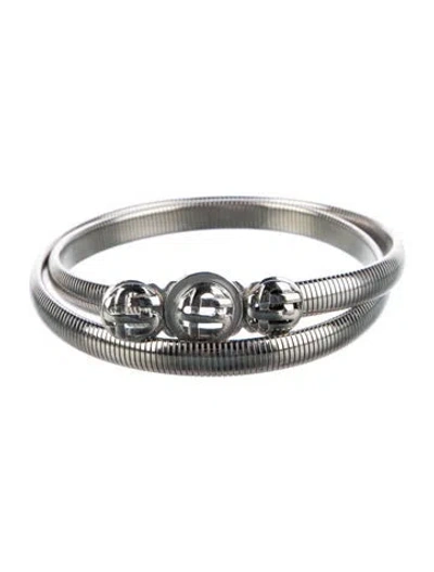 Pre-owned St John Skinny Metal Waist Belt In Metallic/silver