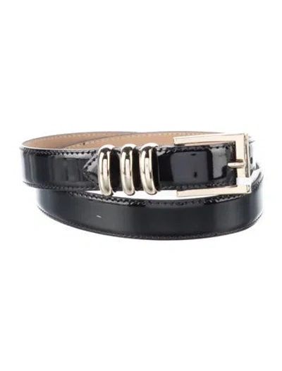 Pre-owned St John Skinny Patent Leather Belt In Black