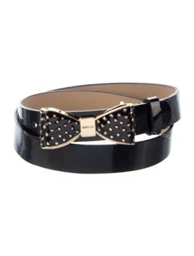 Pre-owned St John Skinny Patent Leather Belt In Black