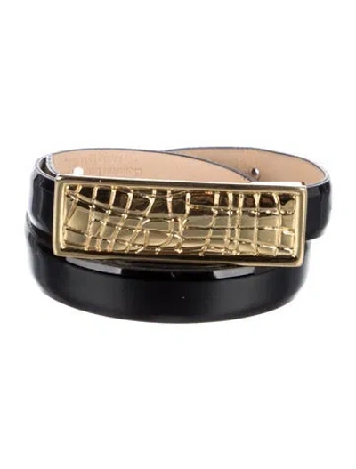 Pre-owned St John Skinny Patent Leather Belt In Black