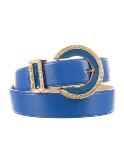 Pre-owned St John Skinny Patent Leather Belt In Blue