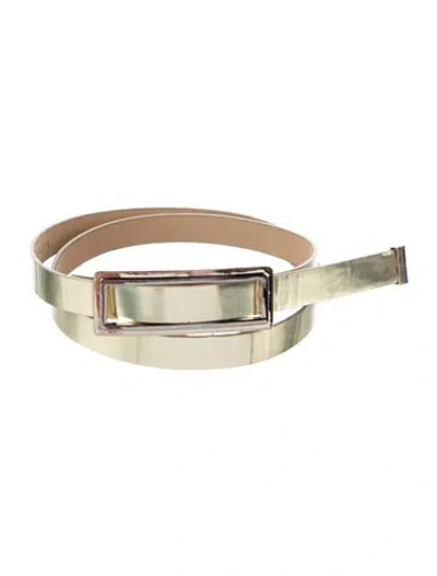 Pre-owned St John Skinny Patent Leather Belt In Gold