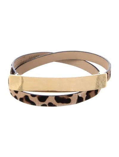 Pre-owned St John Skinny Ponyhair Waist Belt In Neutral