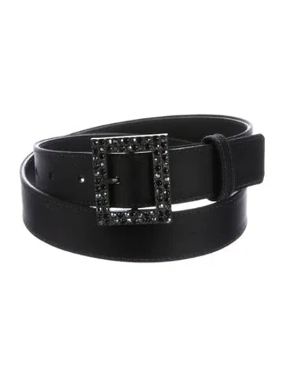 Pre-owned St John Skinny Satin Belt In Black