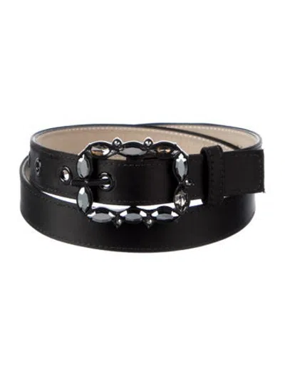 Pre-owned St John Skinny Satin Belt In Black