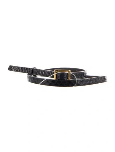 Pre-owned St John Skinny Snakeskin Belt In Black
