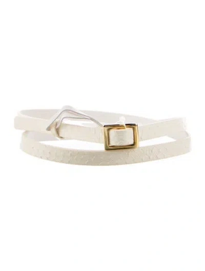 Pre-owned St John Skinny Snakeskin Belt In White