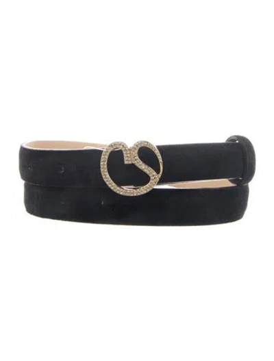 Pre-owned St John Skinny Suede Chain-link Belt In Multi