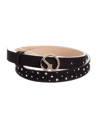 Pre-owned St John Skinny Velvet Waist Belt W/ Tags In Black
