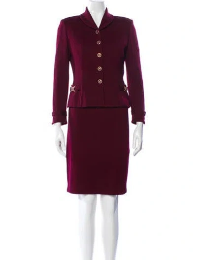 Pre-owned St John Skirt Set In Burgundy