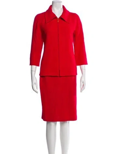 Pre-owned St John Skirt Set In Red
