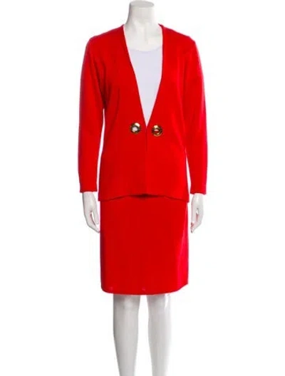 Pre-owned St John Skirt Set In Red