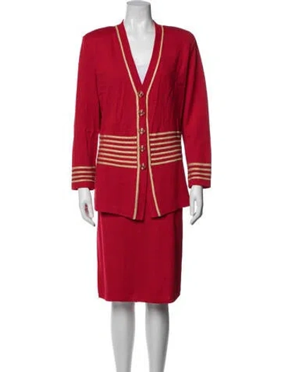 Pre-owned St John Skirt Set In Red