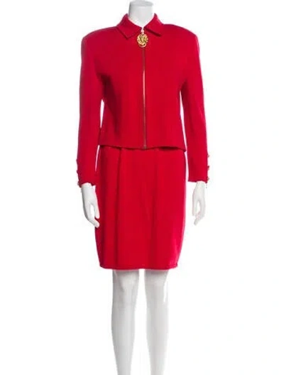 Pre-owned St John Skirt Set In Red