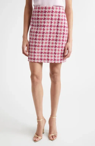 St John St. John Skyler Ritz Metallic Tweed Skirt In Pink