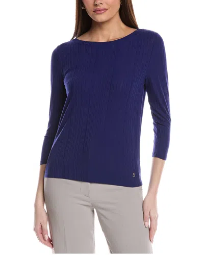 St John St. John Sleek Rib Jersey Knit Top In Blue