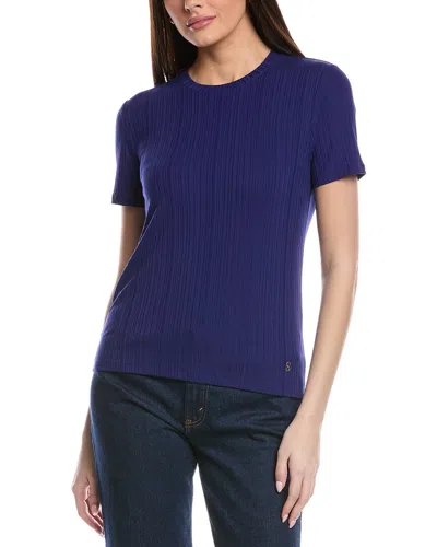 St John St. John Sleek Rib Jersey Knit Top In Blue