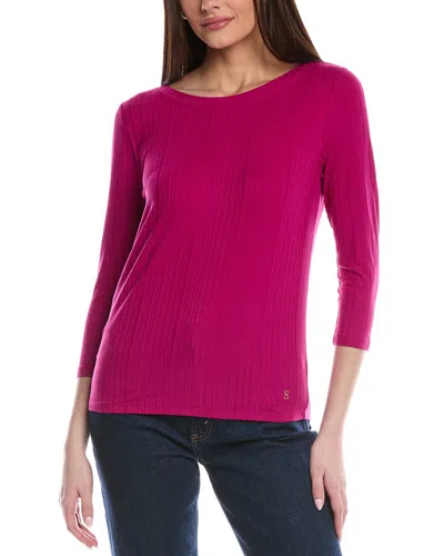 St John St. John Sleek Rib Jersey Knit Top In Pink