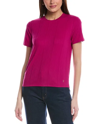 St John St. John Sleek Rib Jersey Knit Top In Burgundy