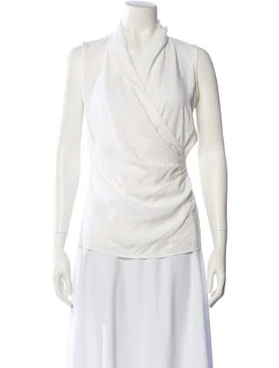 Pre-owned St John Sleeveless Blouse In White