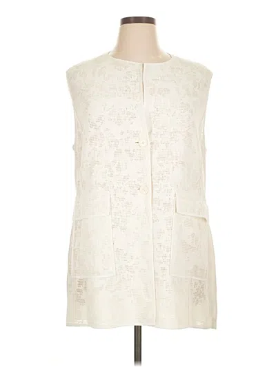 Pre-owned St John Sleeveless Button Down Shirt In Ivory