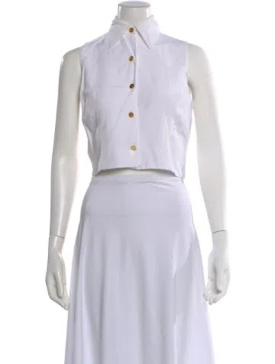 Pre-owned St John Sleeveless Button-up Top In Neutral