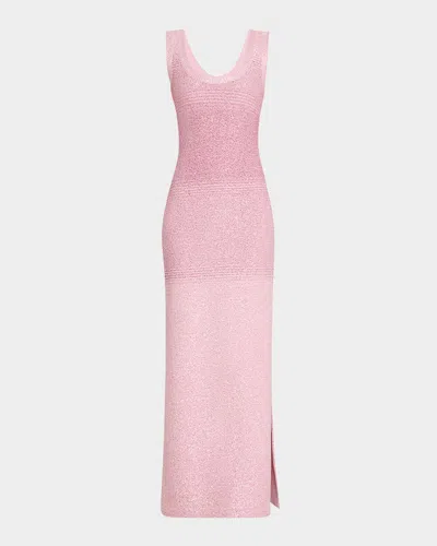 St John Sleeveless Degrade Sequined Knit Gown In Pink
