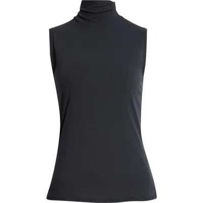 St John St. John Sleeveless Jersey Turtleneck Shell In Blue