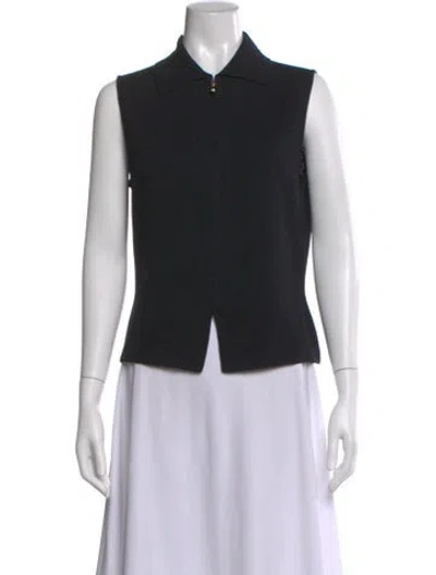 Pre-owned St John Sleeveless Polo In Black